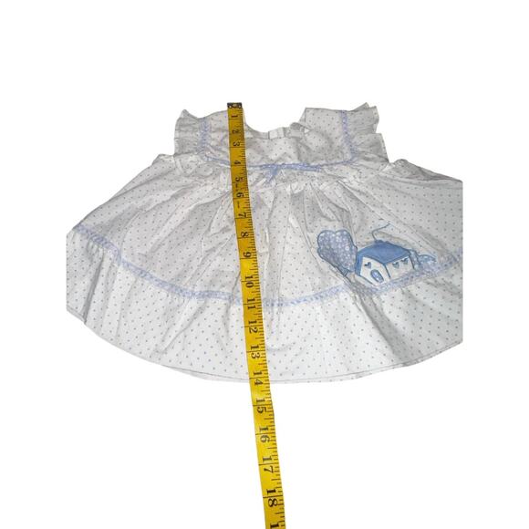 Vintage Mayfair Dress 18m - Floral Blue/White Pinafore, Peter Pan Collar - Picture 7 of 14